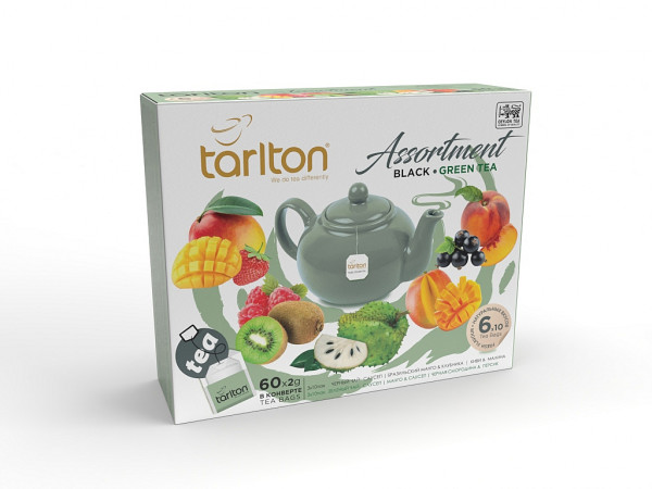 Tarlton Tea Schwarzer + grüner Tee Assorti mit 60 Beutel x 2g. 120g.