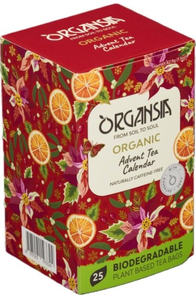 ORGANSIA BIO Adventskalender Verschiedene Blätter 25 Säckchen