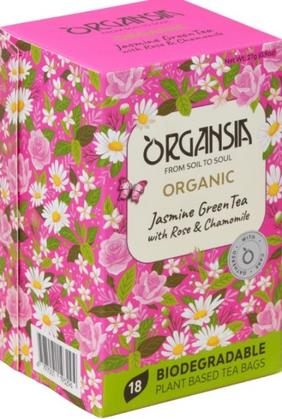 ORGANSIA BIO Jasmin Grüner Tee mit Rosen- und Kamillen 18x1,5g