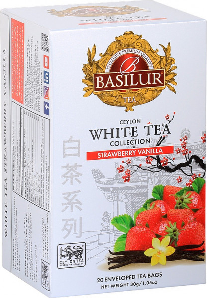 BASILUR White Tea Erdbeer-Vanille-Wrapper 20x1,5g