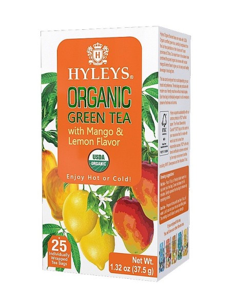HYLEYS BIO Grüne Mango- und Zitronenverpackung, 25 x 1,5 g