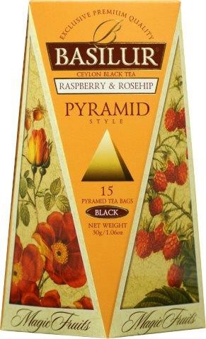 Basilur Tea Magic Fruits – Pyramid Raspberry & Rosehip (15 Beutel)
